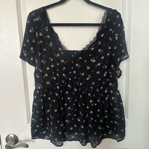 Torrid  Black Lace Trim Top top